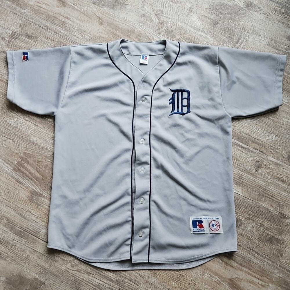Vintage 90's Russell Detroit Tigers MLB‎ Baseball Sports Jersey Size L USA made